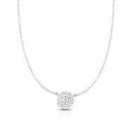 14K White Gold .50 Carat Diamond Cluster Necklace