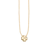 14K Yellow Gold .005 Carat Diamond Clover Necklace