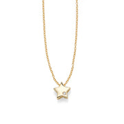 14K Yellow Gold .005 Carat Diamond Star Necklace