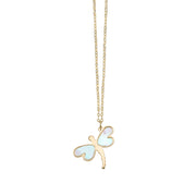 14K Yellow Gold Mother of Pearl Dragonfly Necklace