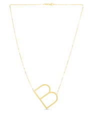 14K Yellow Gold Large Initial B Necklace