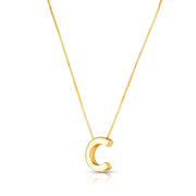 14K Yellow Gold Block Letter Initial C Necklace