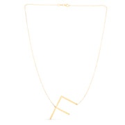 14K Yellow Gold Large Initial F Necklace