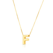 14K Yellow Gold Block Letter Initial F Necklace