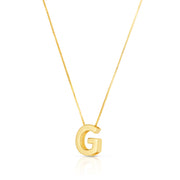 14K Yellow Gold Block Letter Initial G Necklace