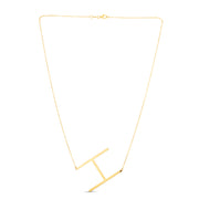 14K Yellow Gold Large Initial H Necklace