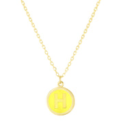 14K Yellow Gold Enamel H Initial Necklace