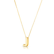 14K Yellow Gold Block Letter Initial J Necklace