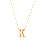 14K Yellow Gold Block Letter Initial K Necklace