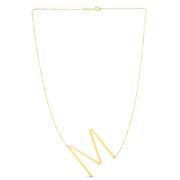 14K Yellow Gold Large Initial M Necklace
