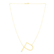 14K Yellow Gold Large Initial P Necklace