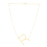 14K Yellow Gold Large Initial R Necklace