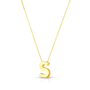 14K Yellow Gold Block Letter Initial S Necklace