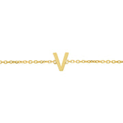 14K Yellow Gold Mini Initial V Necklace