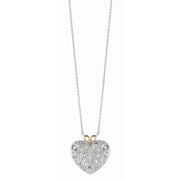 14K Two-Tone Yellow Gold & Sterling Silver Diamond Heart Necklace