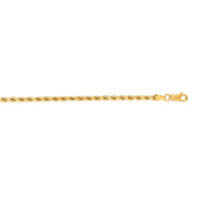 14K Yellow Gold 3.5mm Diamond Cut Royal Rope Chain Necklace