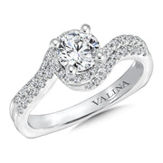 14K White Gold Diamond Two Row Bypass Halo Engagement Ring