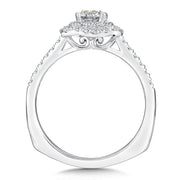 14K White Gold Floral Shaped Halo Diamond Engagement Ring