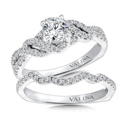14K White Gold Twist Diamond Engagement Ring