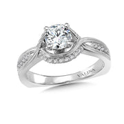 14K White Gold Side Stone Setting Diamond Engagement Ring