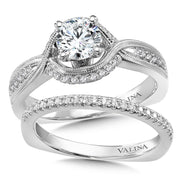 14K White Gold Side Stone Setting Diamond Engagement Ring