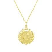 14K Yellow Gold Roman Coin & Leaf Inspired Necklace