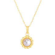 14K Yellow Gold Pearl Flower Necklace