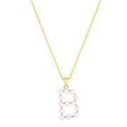 14K Yellow Gold Pearl B Initial Necklace