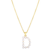 14K Yellow Gold Pearl D Initial Necklace