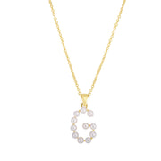14K Yellow Gold Pearl G Initial Necklace