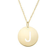 14K Yellow Gold Disc Initial J Necklace