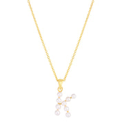 14K Yellow Gold Pearl K Initial Necklace