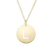 14K Yellow Gold Disc Initial L Necklace