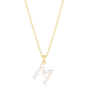 14K Yellow Gold Pearl M Initial Necklace