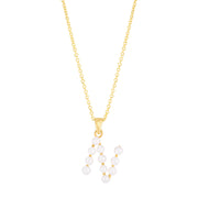 14K Yellow Gold Pearl N Initial Necklace