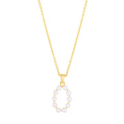 14K Yellow Gold Pearl O Initial Necklace