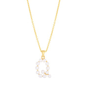 14K Yellow Gold Pearl Q Initial Necklace