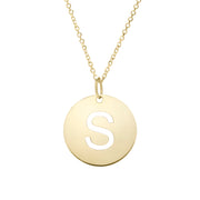 14K Yellow Gold Disc Initial S Necklace