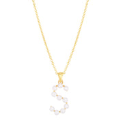14K Yellow Gold Pearl S Initial Necklace
