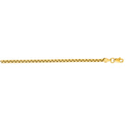 14K Yellow Gold 3.6mm Solid Round Box Chain Necklace