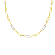14K Yellow Gold .96 Carat Diamond Paperclip Necklace