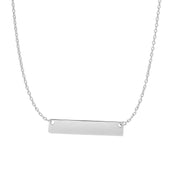 14K White Gold Small Polished Bar Necklace