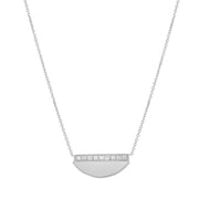 14K White Gold Half Moon Diamond Necklace