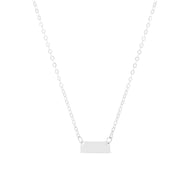 14K White Gold Mini Bar Pendant Necklace