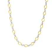 14K Two-Tone Gold Polished Twisted Oval Link Chain Necklace