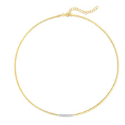 14K Yellow Gold Skinny Omega Diamond Bar Necklace