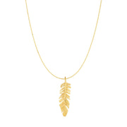 10K Yellow Gold Feather Necklace