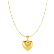 10K Yellow Gold Puffy Heart Necklace