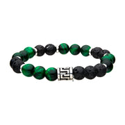Black Lava & Tiger Eye Green Beads Bracelet