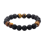 Black Lava & Brown Tiger Eye Beads Bracelet